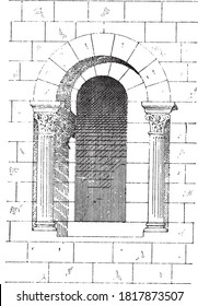 Window of church of Notre-Dame in Avignon, XI century, From the Dictionary of Word and Things, 1888.