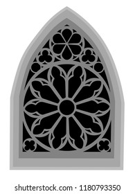 Window for churches and monasteries. Architecture and cathedral, medieval and gothic. Vector illustration