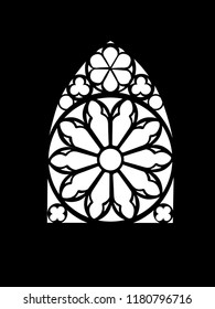 Window for churches and monasteries. Architecture and cathedral, medieval and gothic. Vector illustration