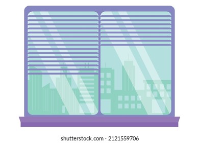 Fenster mit Stadtblick auf weißem Hintergrund