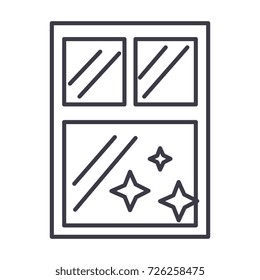 window clean, cleaning vector line icon, sign, illustration on background, editable strokes