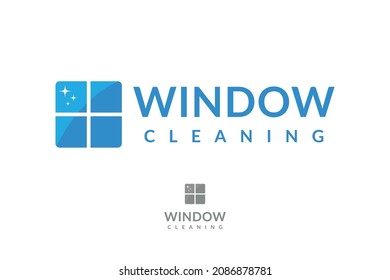 Window Cleaner Logo, Glass Window Symbol Design Isolated On White Background