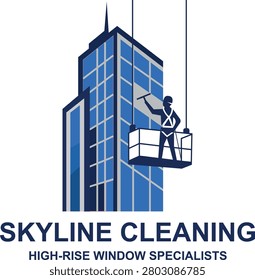 Window cleaner on high rise building