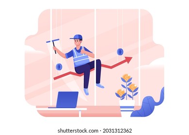 window cleaner with upward growth direction