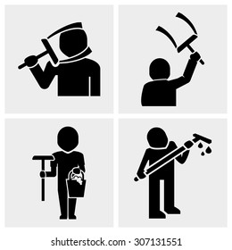 Window cleaner vector icons set on gray