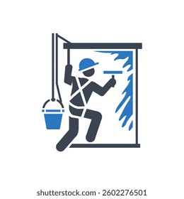Window Cleaner Worker Icon On White Background
