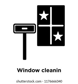 Window cleanin icon vector isolated on white background, logo concept of Window cleanin sign on transparent background, filled black symbol
