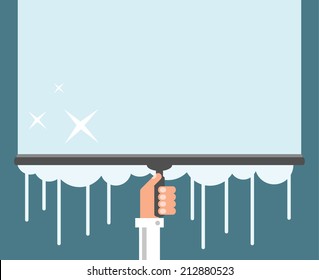 Window cleaning background, flat design vector illustration