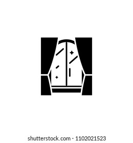 Window cleaning black icon concept. Window cleaning flat  vector symbol, sign, illustration.