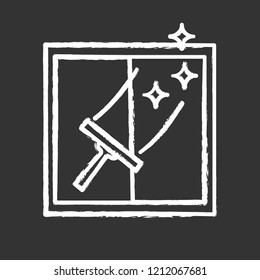 Window cleaning chalk icon. Window washer. Isolated vector chalkboard illustration