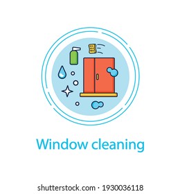 Window cleaning concept line icon. Housekeeping chore, domestic hygiene. Professional cleaning service. Cleaning concept.Vector isolated conception metaphor illustration