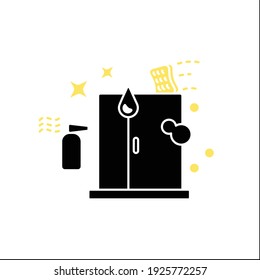 Window cleaning glyph icon. Housekeeping chore, domestic hygiene. Professional cleaning service. Cleaning concept. Filled flat sign. Isolated silhouette vector illustration