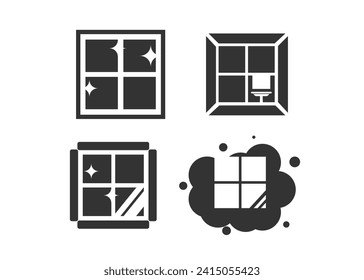 Window cleaning icon design template isolated