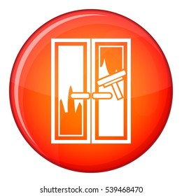 Window cleaning icon in red circle isolated on white background vector illustration