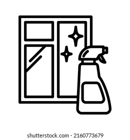Window cleaning icon. Cleaning a window with cleaning sprayer. Vector illustration isolated on white background.