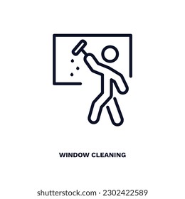 window cleaning icon. Thin line window cleaning icon from behavior and action collection. Outline vector isolated on white background. Editable window cleaning symbol can be used web and mobile