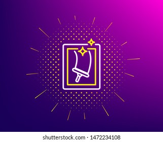 Window cleaning line icon. Halftone pattern. Washing service symbol. Housekeeping equipment sign. Gradient background. Window cleaning line icon. Yellow halftone pattern. Vector