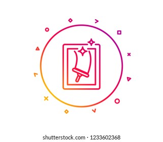 Window cleaning line icon. Washing service symbol. Housekeeping equipment sign. Gradient pattern line button. Window cleaning icon design. Geometric shapes. Vector