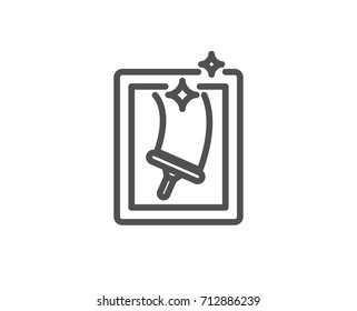 Window cleaning line icon. Washing service symbol. Housekeeping equipment sign. Quality design element. Editable stroke. Vector
