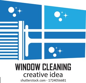 Window cleaning logo design vector illustration
