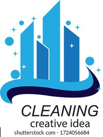 Window cleaning logo design vector illustration
