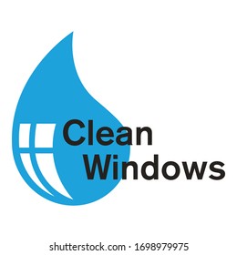 Logo de limpieza de ventanas. Diseño del concepto vectorial del logotipo de limpieza rápida. Símbolo del logotipo del servicio de limpieza. Logo del pulverizador.