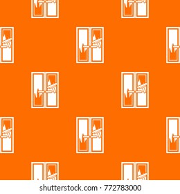 Window cleaning pattern repeat seamless in orange color for any design. Vector geometric illustration