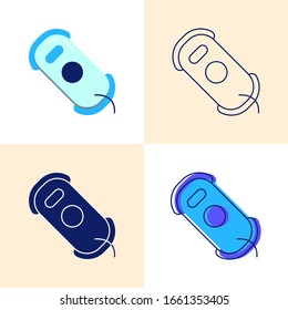 Window cleaning robot icon set in flat and line style. Smart household appliance symbol. Vector illustration.