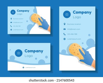 Window cleaning service digital business card template, glass washing corporate marketing advertisement, spring sponge wash online invitation card, abstract flyer, creative banner design, isolated.