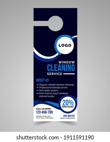 Window Cleaning Service Door Hanger Design Template for Print. 