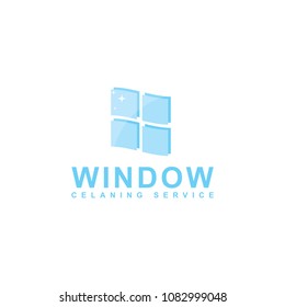 window cleaning service logo design, windows clean and sparkling, soft blue color