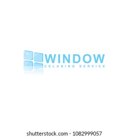 window cleaning service logo design, windows clean and sparkling, soft blue color