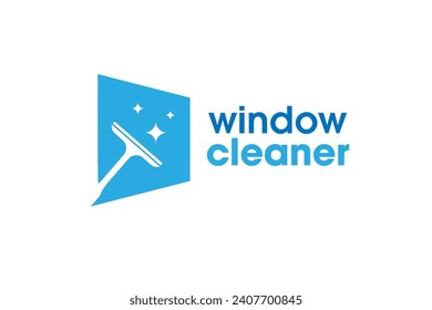 Window cleaning service logo. Window glass cleaning vector logo