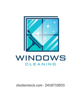 Window cleaning service logo. Window glass cleaning vector logo
