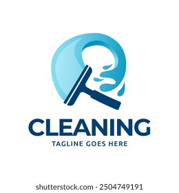 Window cleaning service logo. Window glass cleaning vector logo