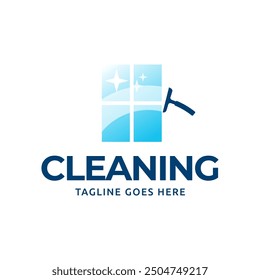 Window cleaning service logo. Window glass cleaning vector logo