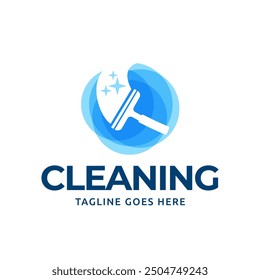 Window cleaning service logo. Window glass cleaning vector logo