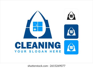 Window cleaning service logo with sparkle effect, and modern layout. Ideal for, cleaning business branding, and commercial maintenance services
