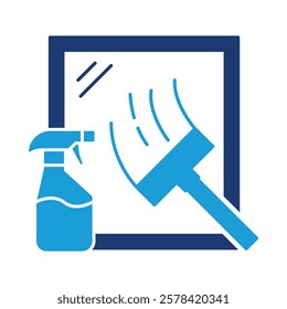 Window Cleaning – Spray Bottle and Cloth Representing Spotless and Shiny Glass. Vector illustration.