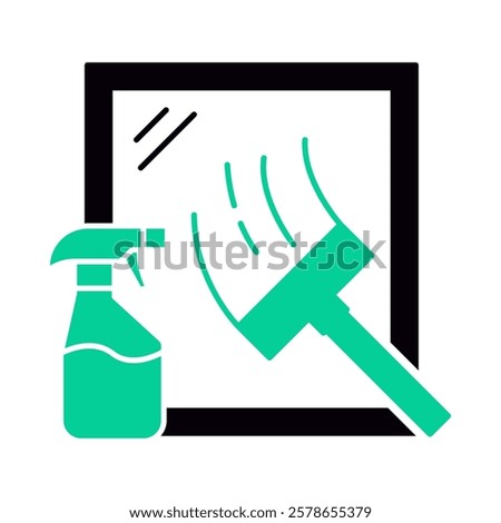 Window Cleaning – Spray Bottle and Cloth Representing Clean, Streak-Free Glass to Brighten Your Home with Crystal Clear Windows. Vector illustration.