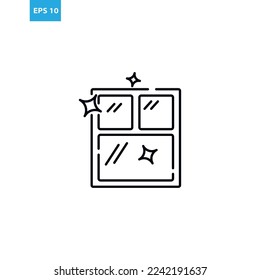 Window cleaning with spray bottle line icon Vector illustration