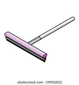 A window cleaning squeegee with a sponge and rubber drying blade.