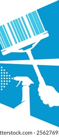 Window cleaning symbol, scraper and cleaning agent