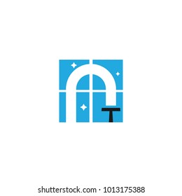 Window cleaning with wiper logo design concept vector
