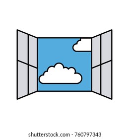window with clouds sky isolated icon