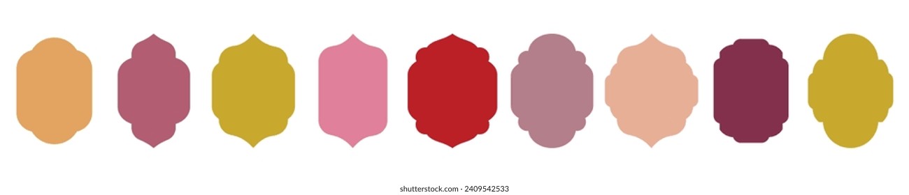 Window Collection of oriental Islamic style arches. Modern boho style design, illustration, flat, simple, vector
