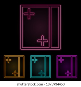window color neon set. Simple thin line, outline vector of web icons for ui and ux, website or mobile application