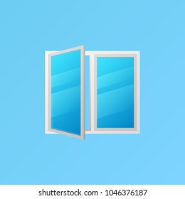 Window colorful icon or design element on blue background. Vector symbol