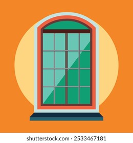 Window Colorful Vector Illustration Drawing.