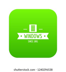 Window company icon green vector isolated on white background